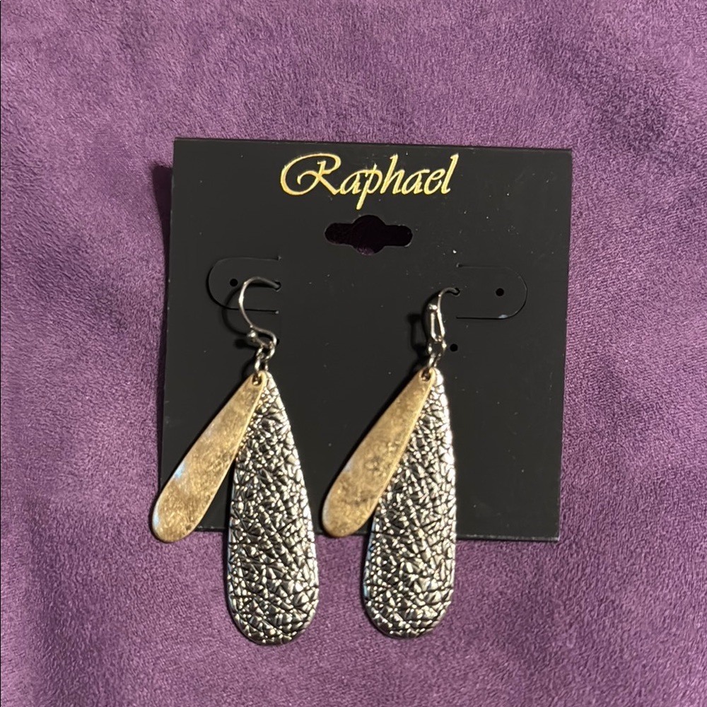Silver and Gold Teardrop Dangle Earrings
